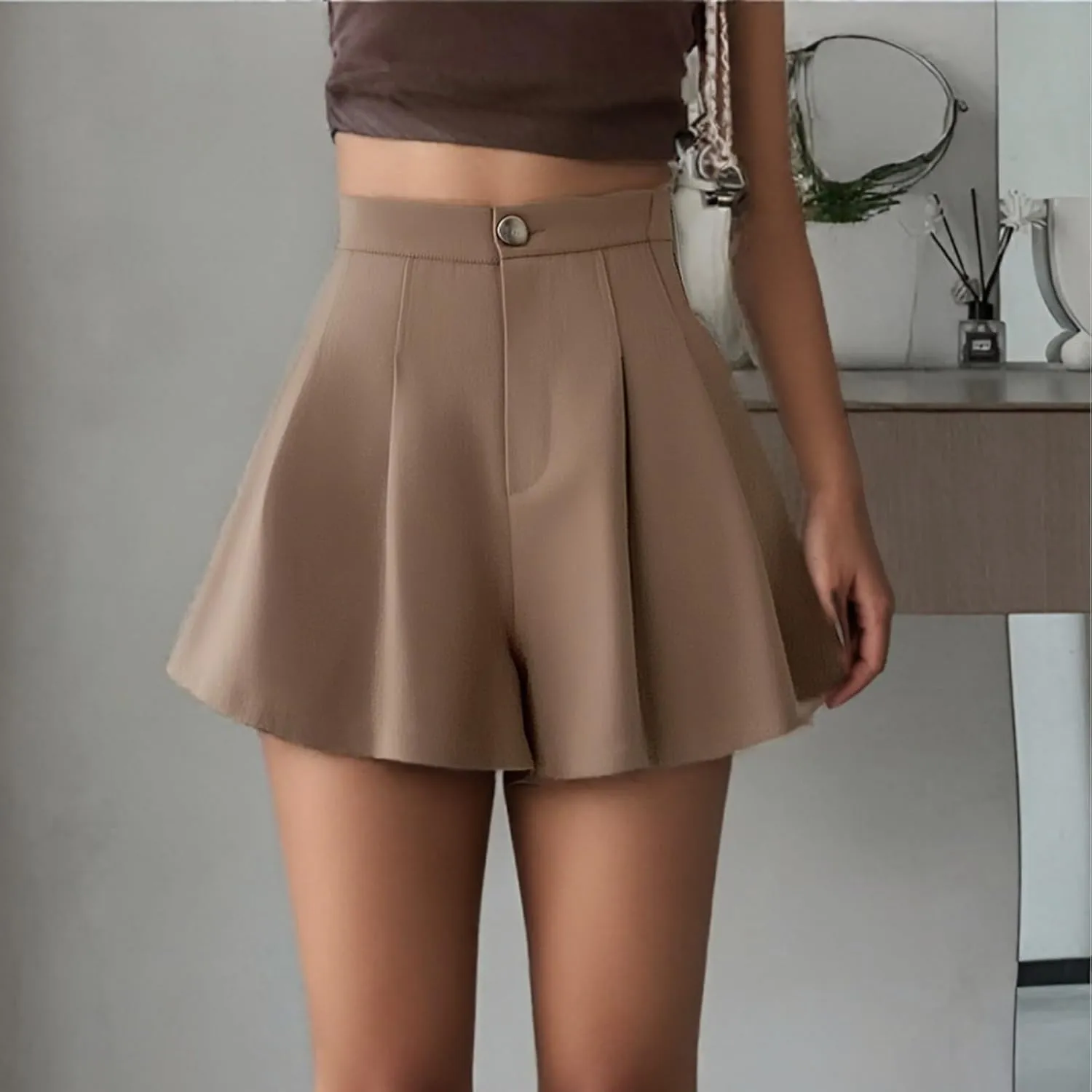 Women's Casual Elastic High Waisted Wide Leg Flowy Shorts Pleated Dressy Summer Shorts Short for Women Casual