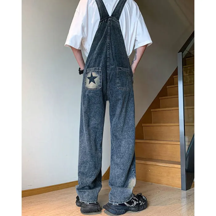 Y2K Star Denim Overalls