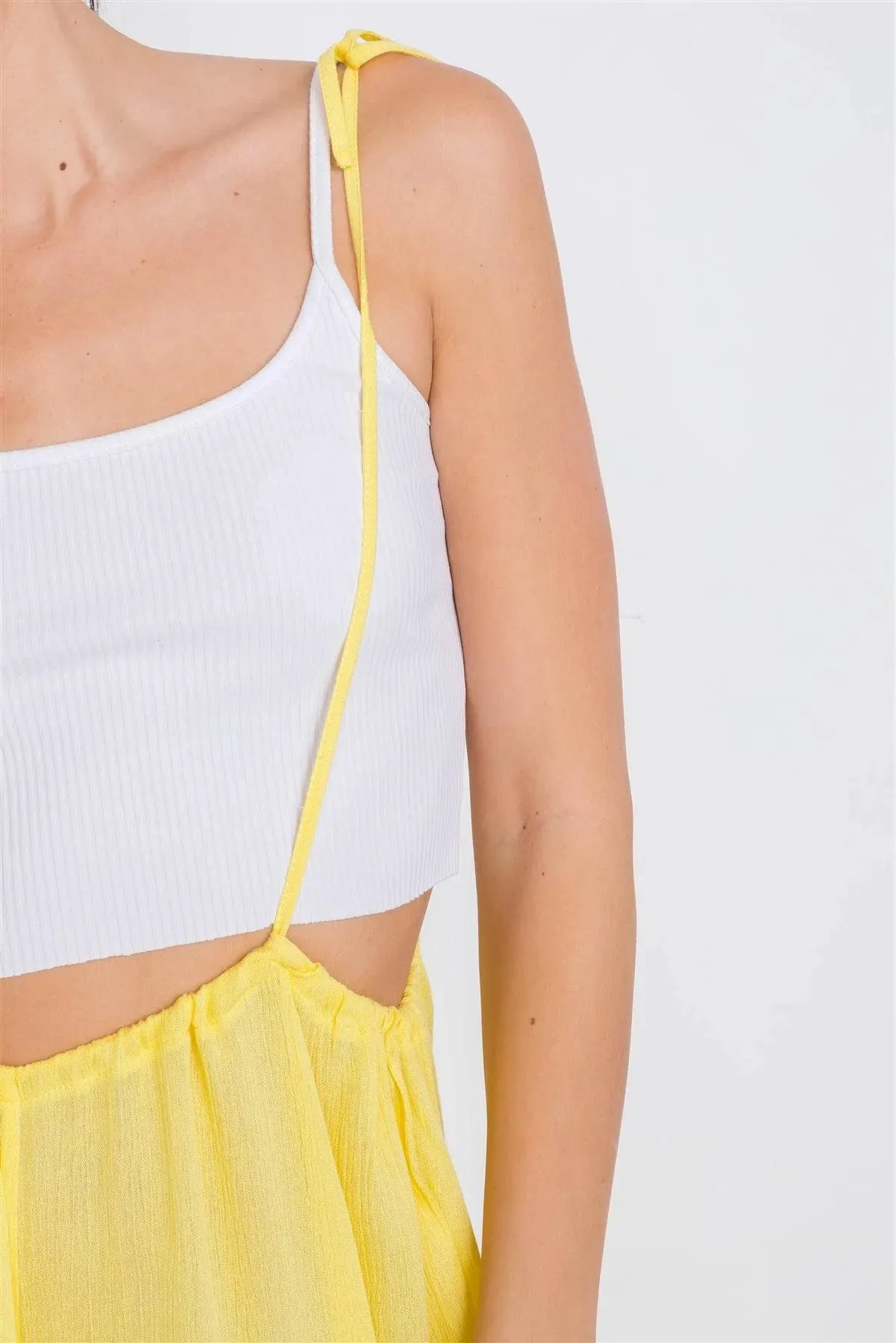 Yellow Overall Vintage Sheer Wide Leg Jumpsuit / 3-2-1