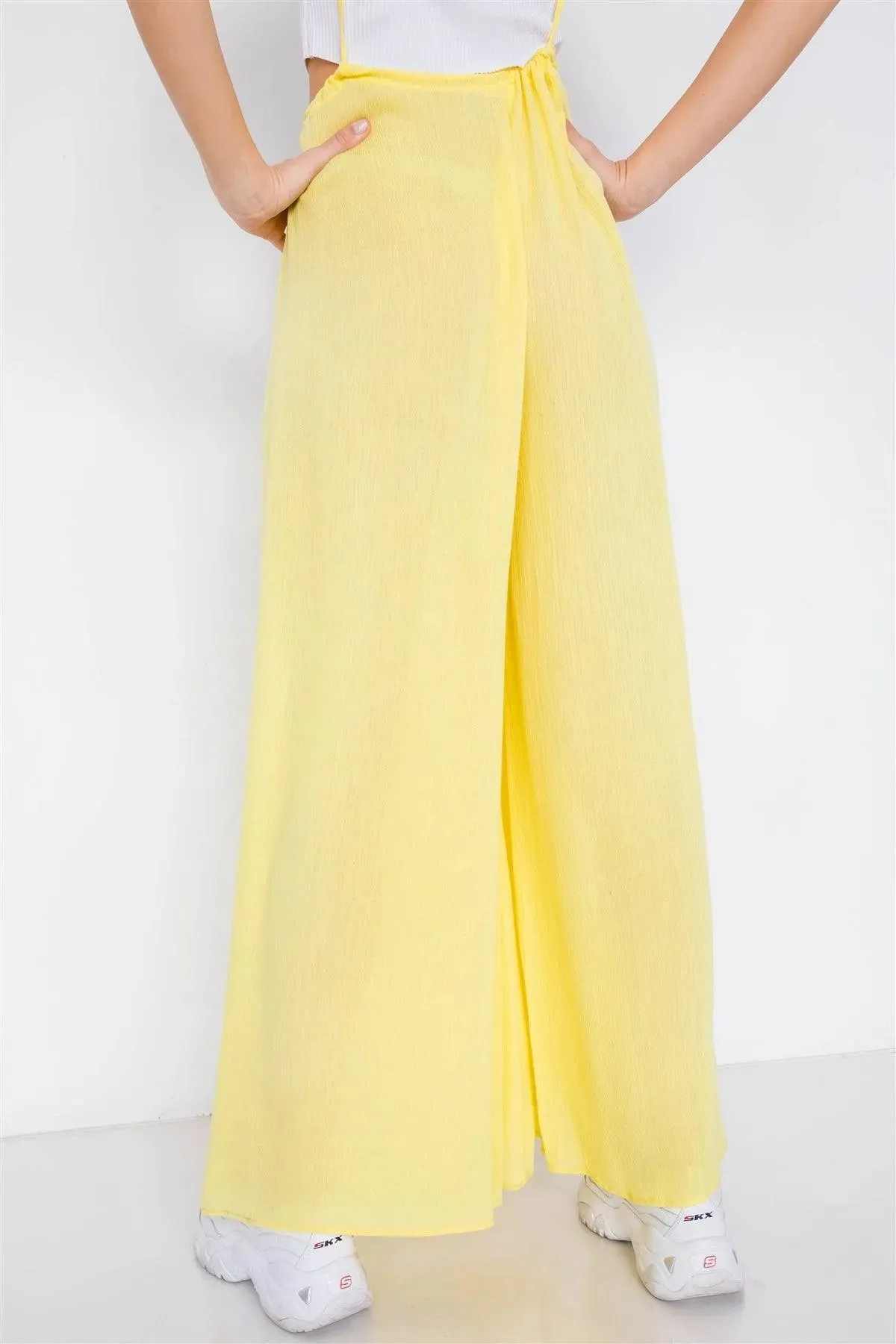 Yellow Overall Vintage Sheer Wide Leg Jumpsuit / 3-2-1